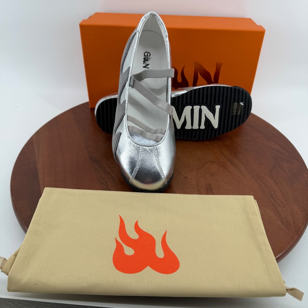 Bibi Lou Gamin Fierce Mary Jane Ballet Flat Silver Metallic Women EU 38/US 7-7.5